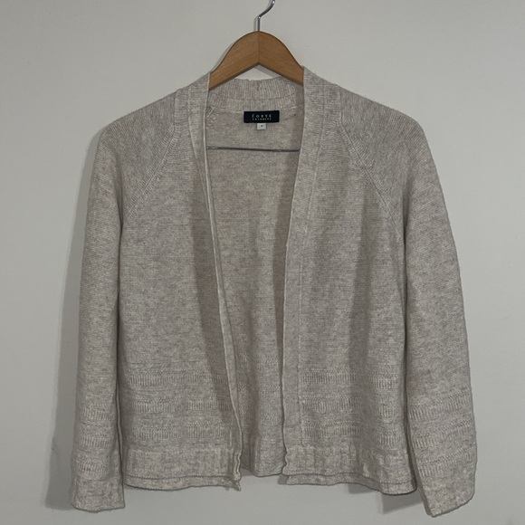 forte cashmere cardigan Cozy Tan Knit Sweater small - Picture 1 of 7
